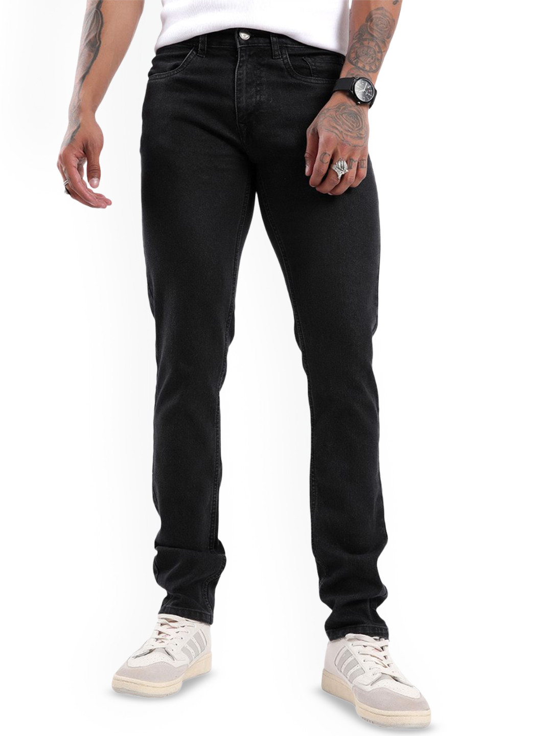 

WROGN Men Mid-Rise Slim Fit Jeans, Black