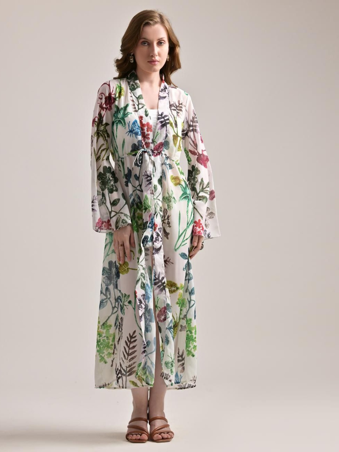 

The Samoa Women Tropical Printed Kaftan Maxi Dress, White
