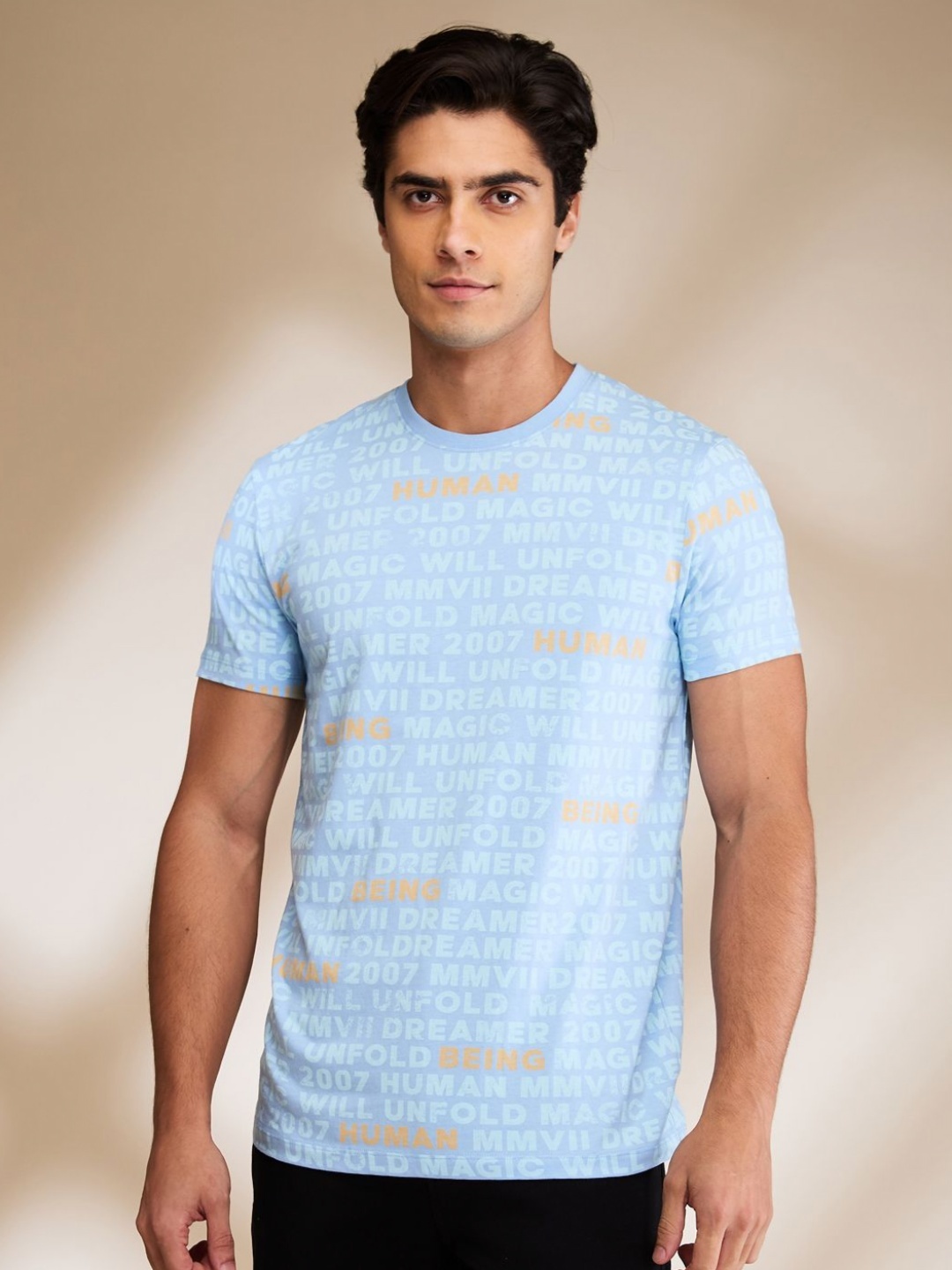 

Being Human Men Typography Printed Round Neck Cotton T-shirt, Blue