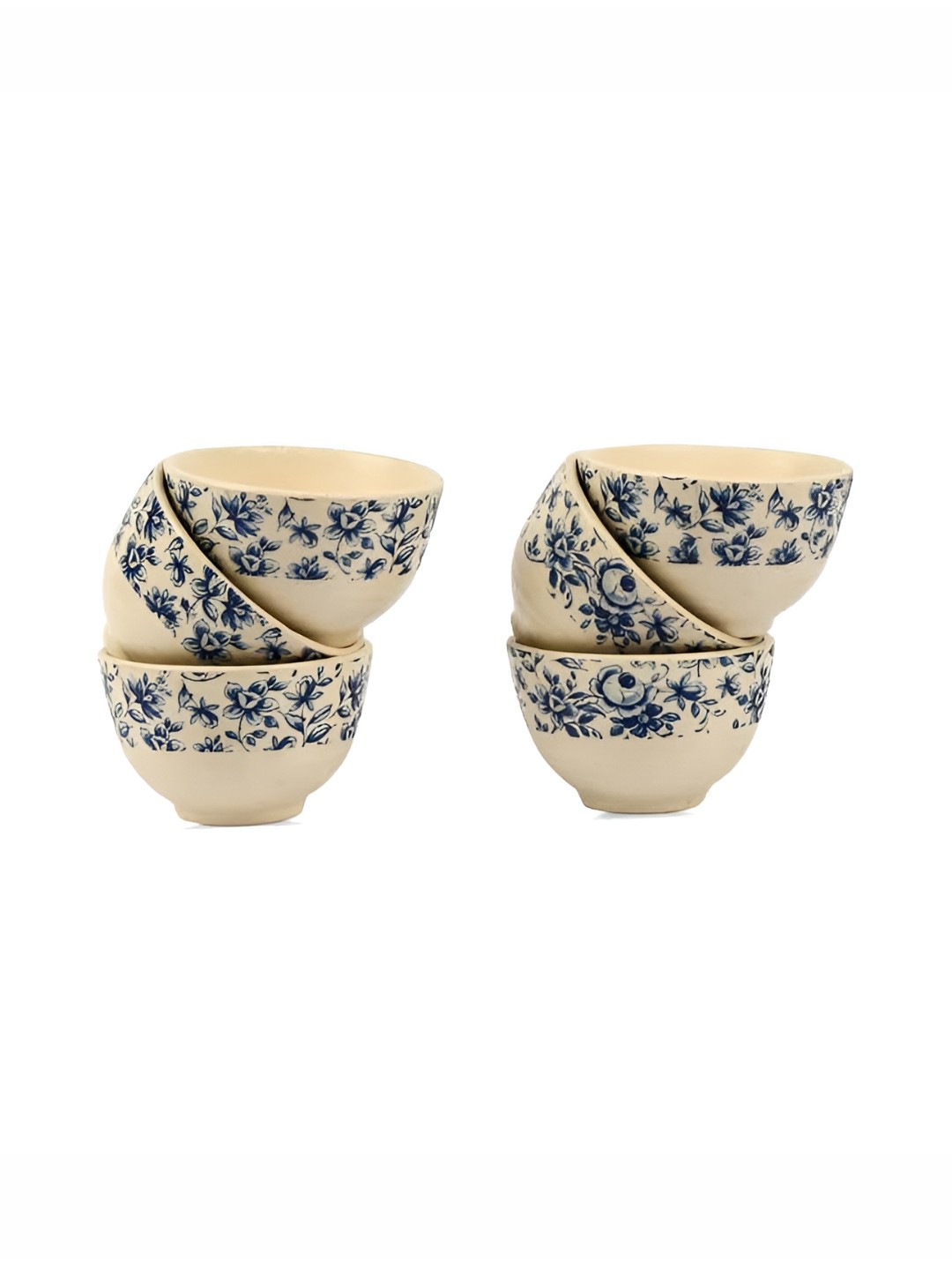 

AMALAFIEE CERAMICS White & Blue 2 Pieces Printed Ceramic Microwave Safe Serving Bowls