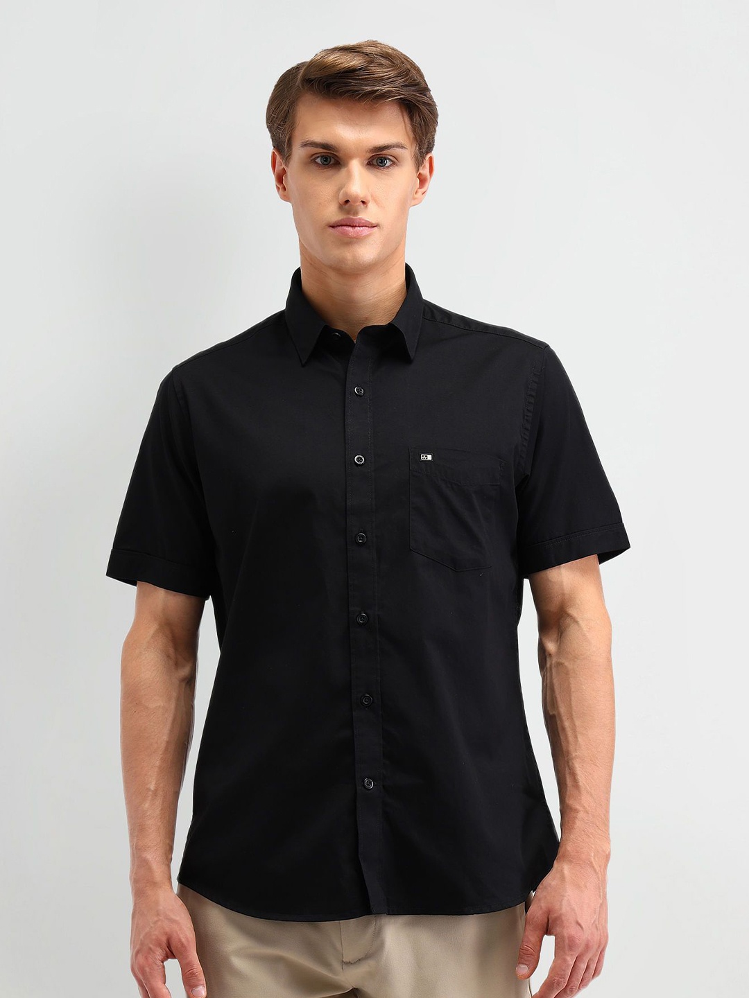 

Arrow Sport Men Classic Spread Collar Solid Cotton Casual Shirt, Black