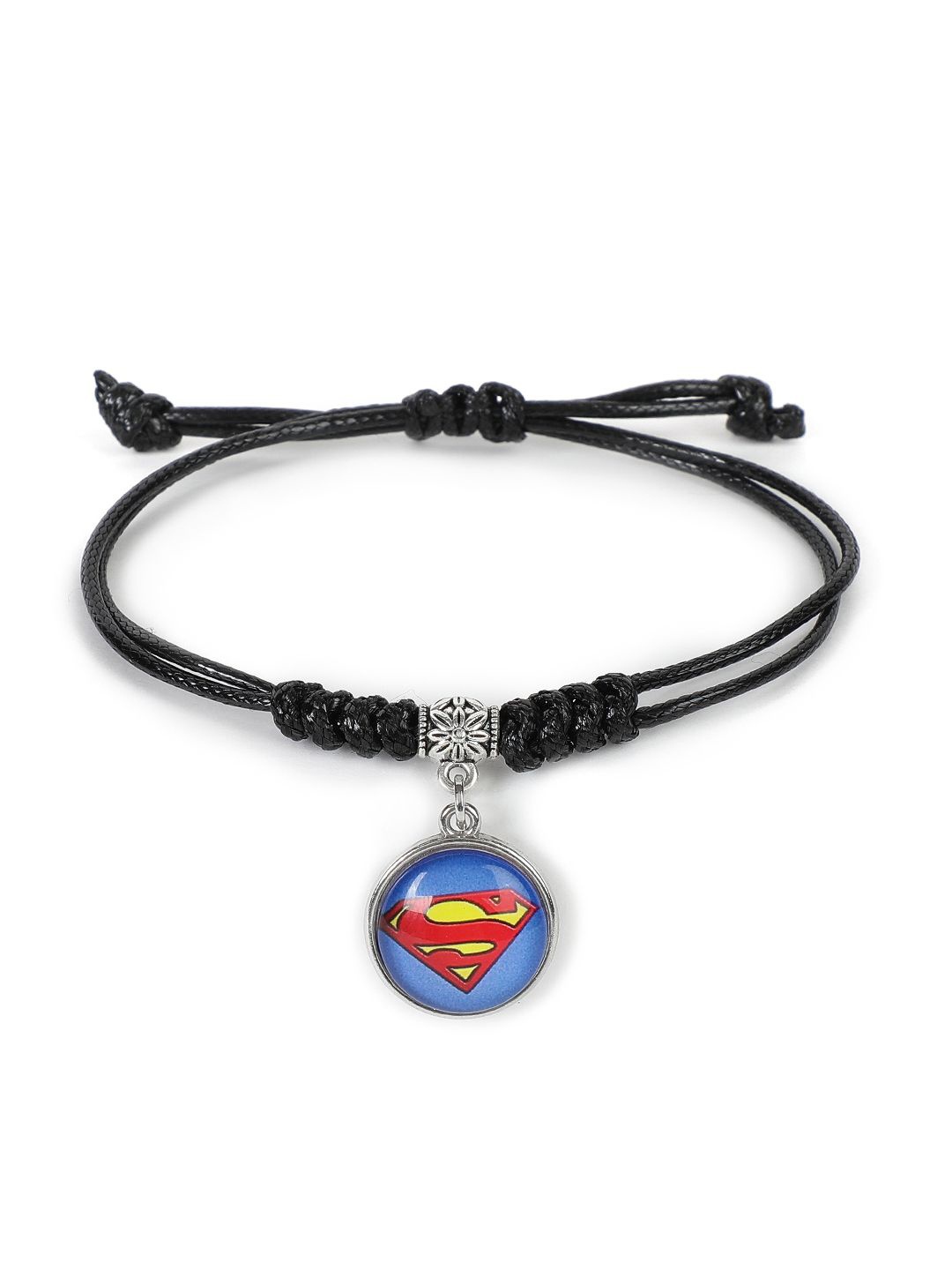 

EL REGALO Boys Superman Charm Bracelet, Black