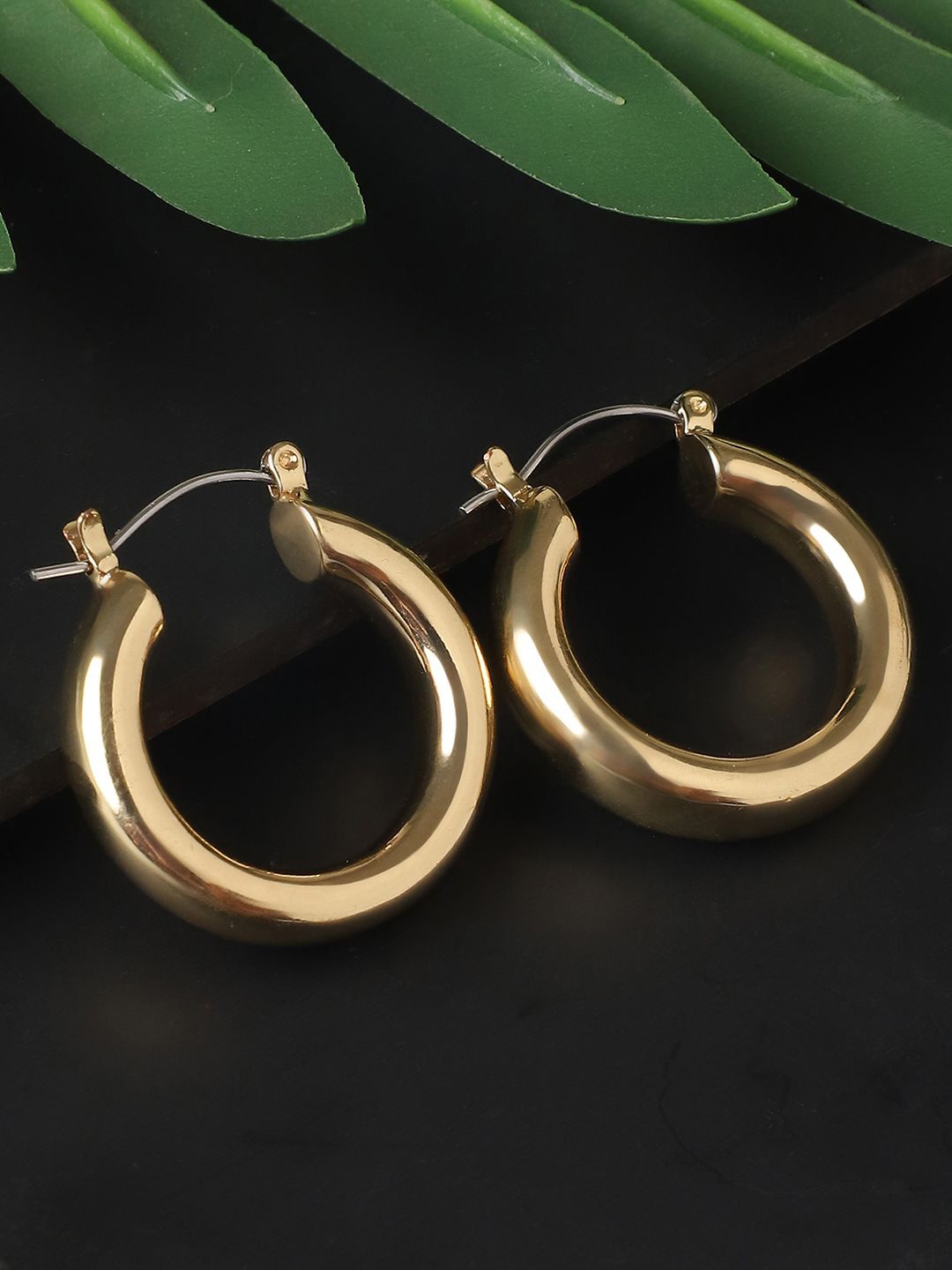 

ELLE Gold-Plated Contemporary Hoop Earrings