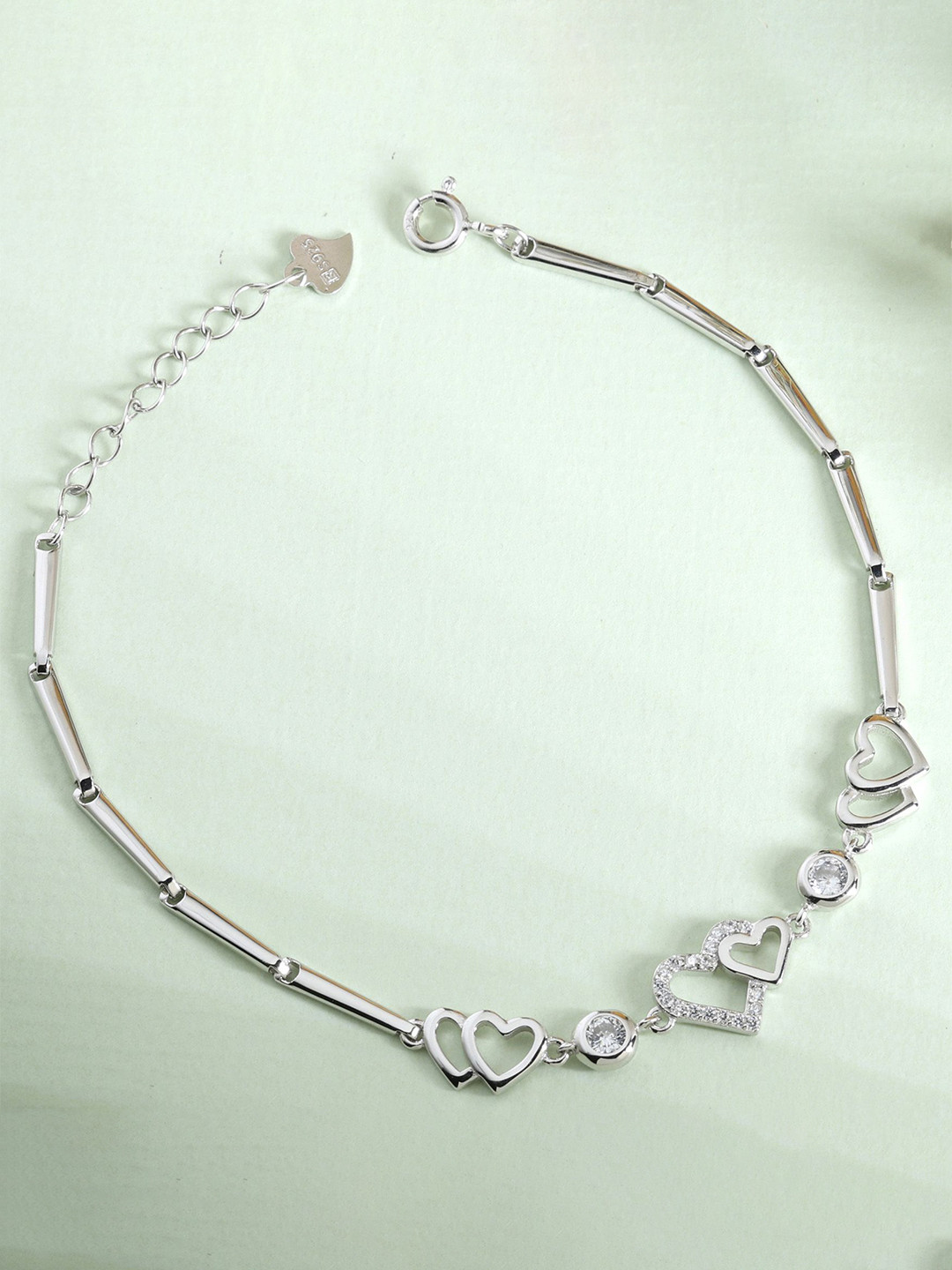 

DEESSA 925 Silver Rhodium-Plated Charm Bracelet