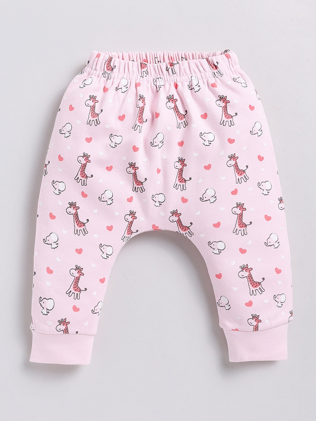 

YK X Tinyo Infant Girls Mid-Rise Printed Cotton Joggers, Pink
