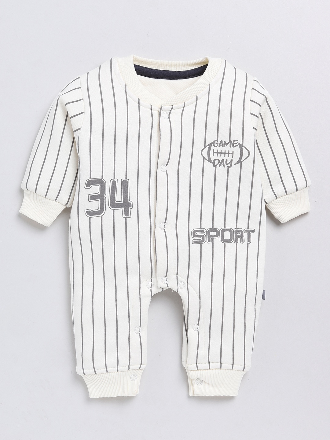 

YK X Tinyo Infant Boys Pure Cotton Striped Romper, White