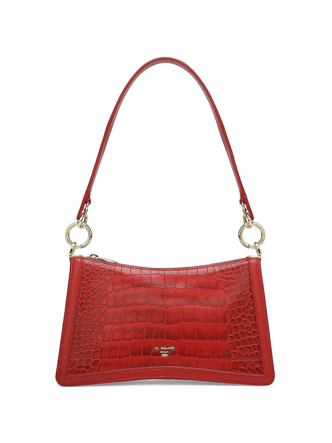 

Da Milano Women Textured Leather Shoulder Bag with Quilted, Red