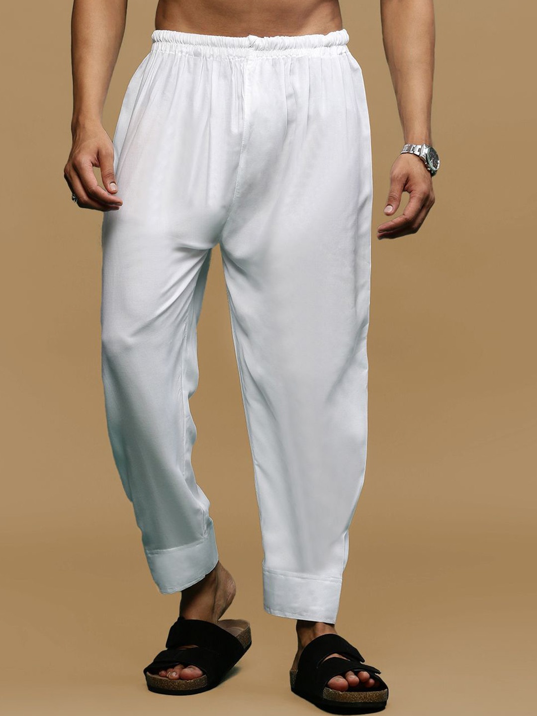 

Sanwara Men Straight Fit Silk Salwar, White