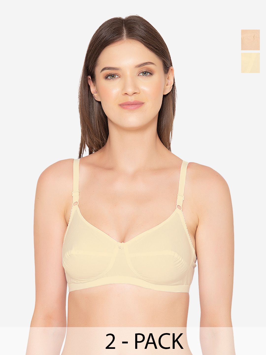 

GROVERSONS Paris Beauty Pack of 2 Women Solid Full Coverage Non-Padded Bra, Beige