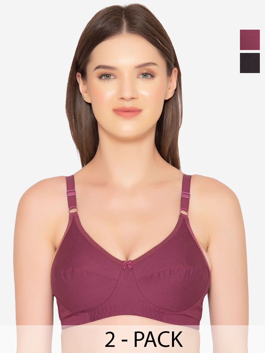 

GROVERSONS Paris Beauty Pack of 2 Women Non-Padded Full Coverage Bra, Black