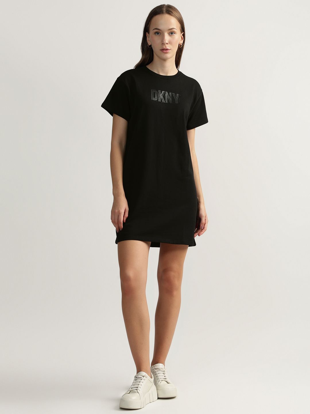 

DKNY Solid T-shirt Mini Dress, Black