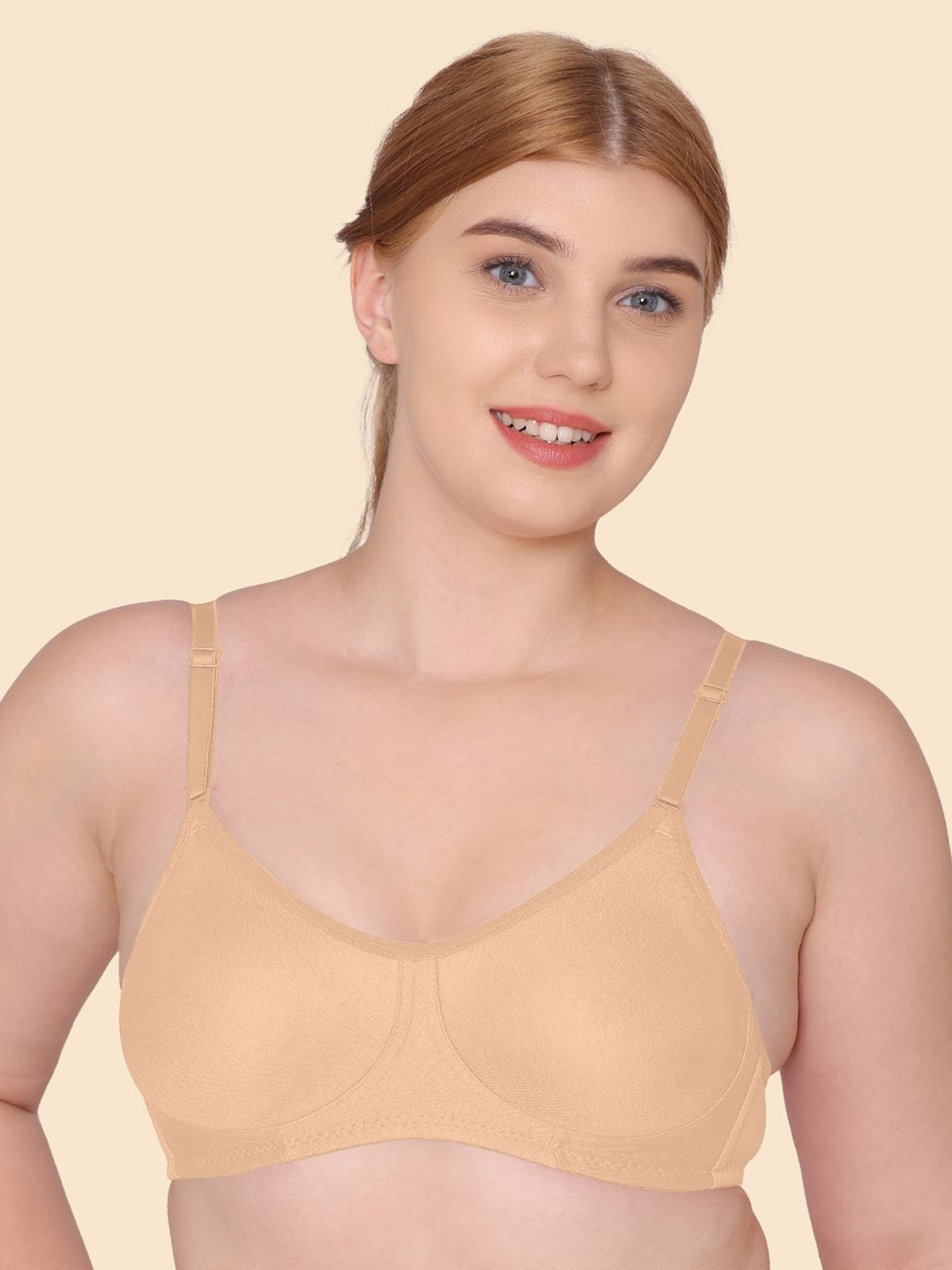 

Joomie Full Coverage Solid Bra, Beige