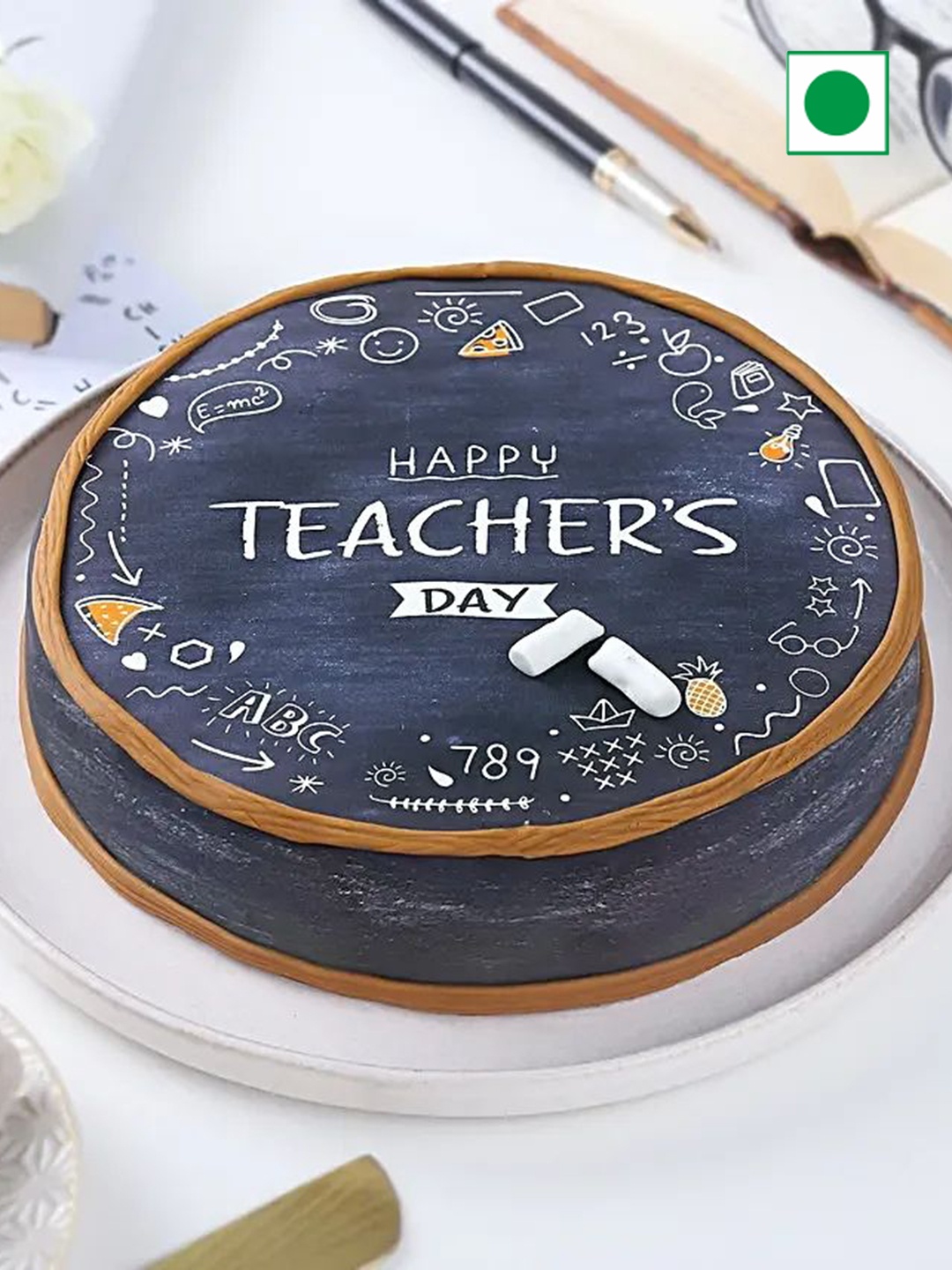 

fnp Happy Teachers Day Chocolate Flavor Eggless Round Cake - 500 g, Blue