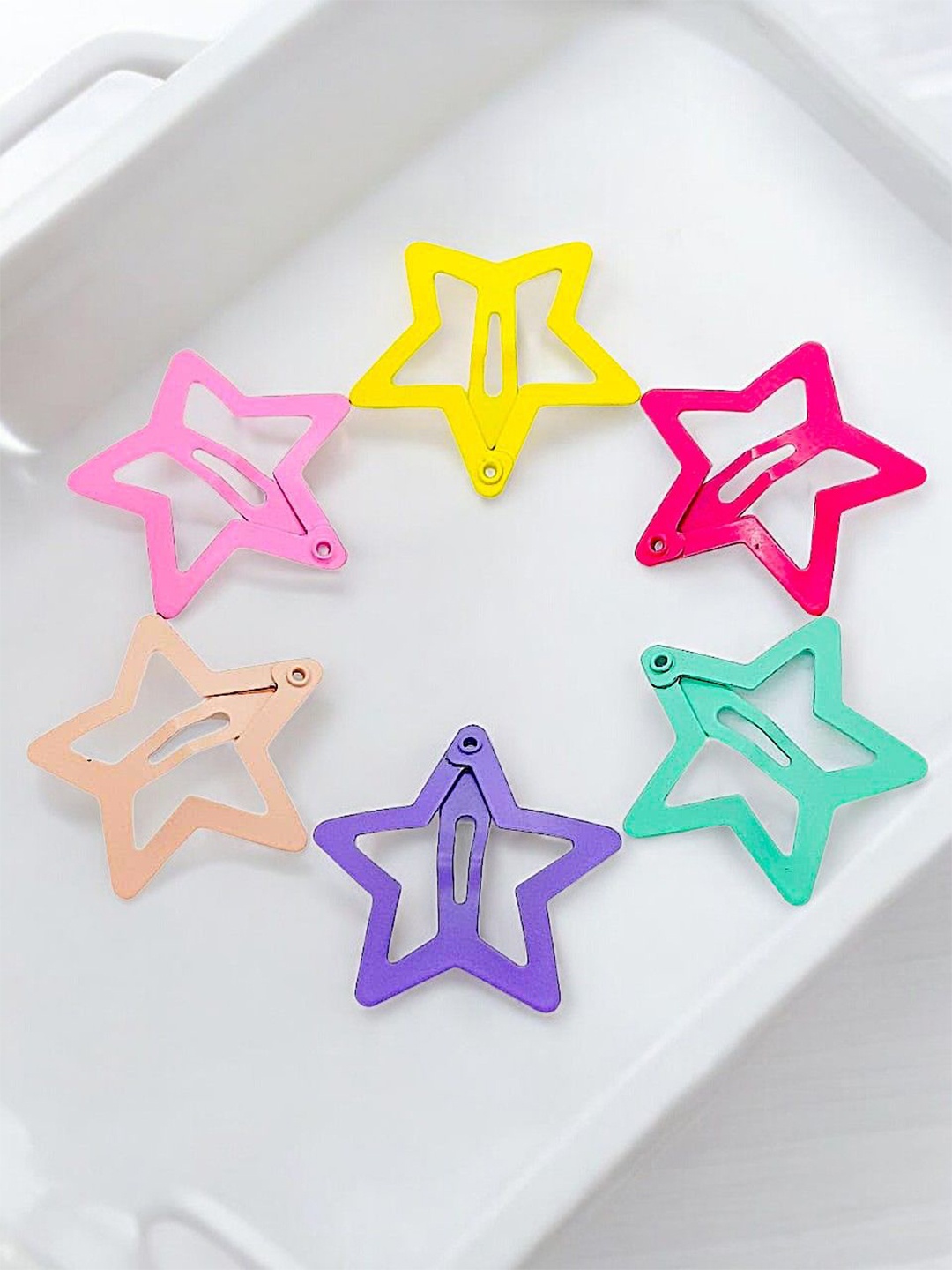 

9blings Girls Set of 6 Star Tic Tac Hair Clips, Pink