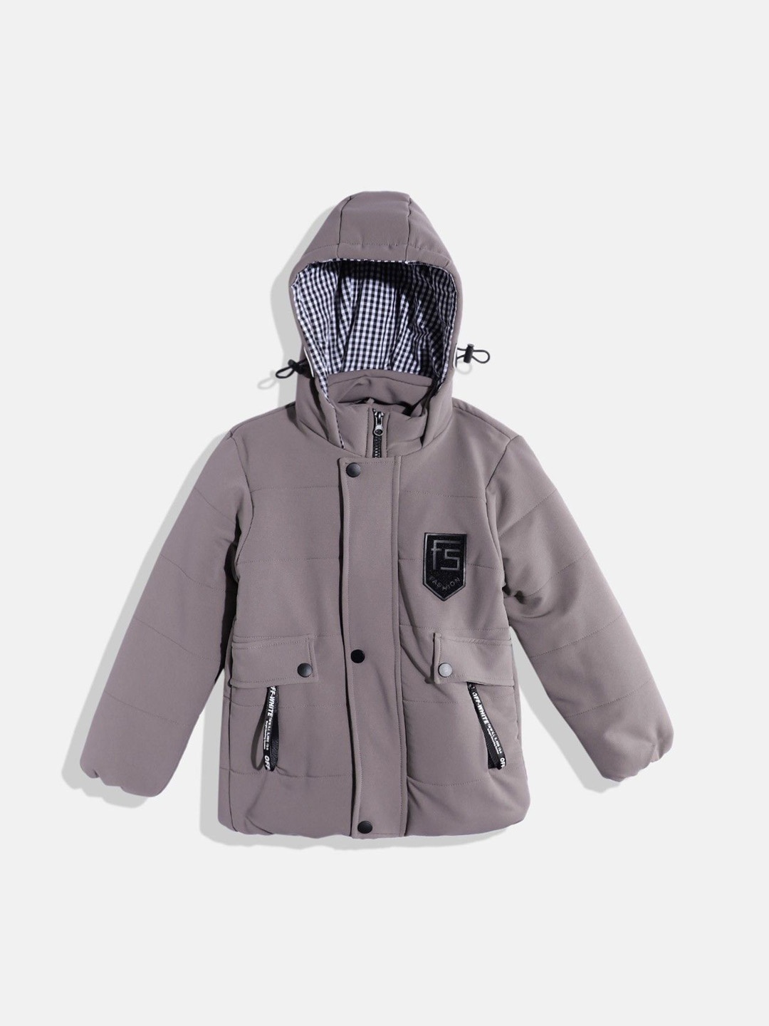 

GOJI Boys Solid Hooded Puffer Jacket, Grey