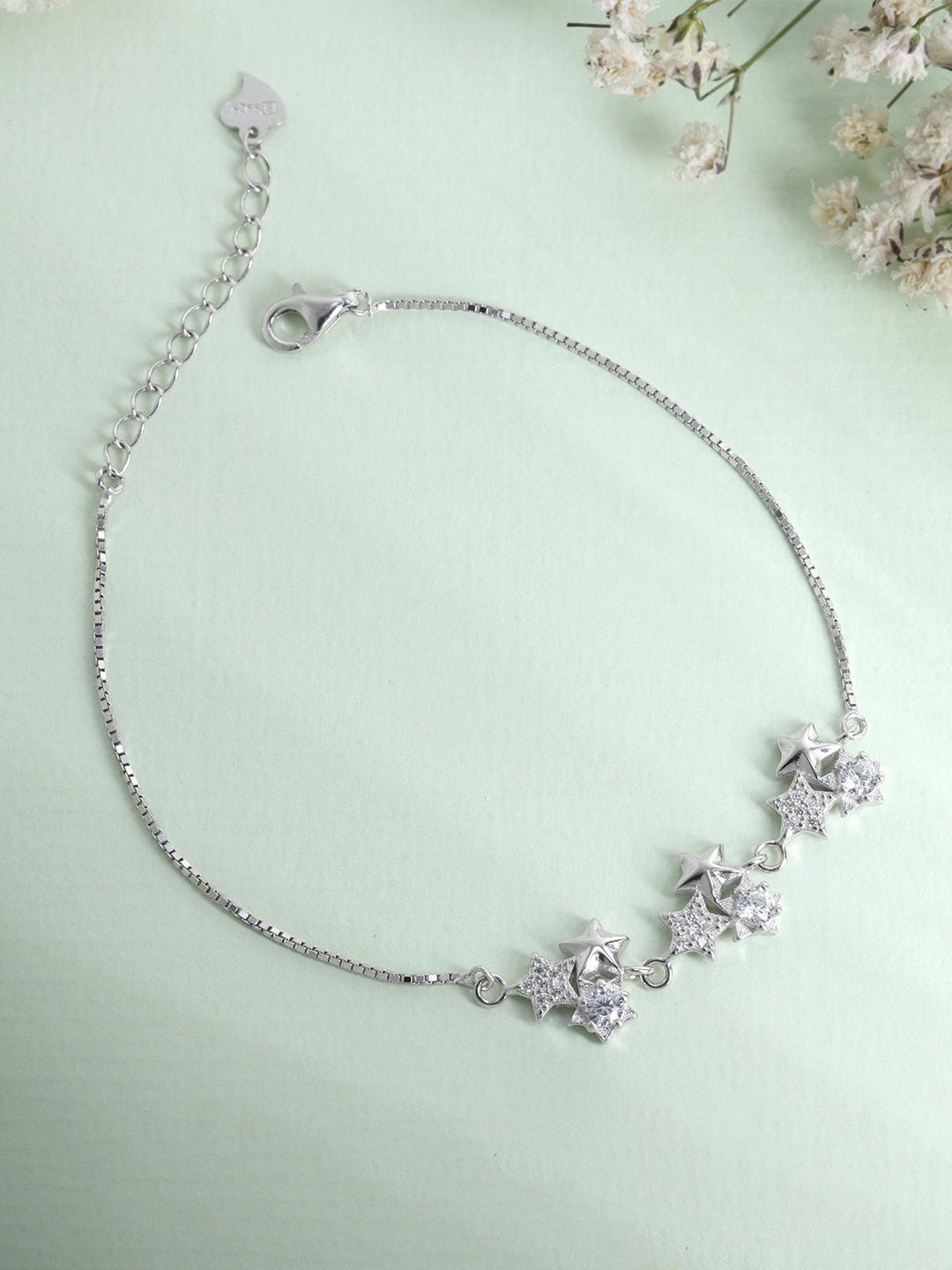 

DEESSA 925 Silver Rhodium-Plated Charm Bracelet