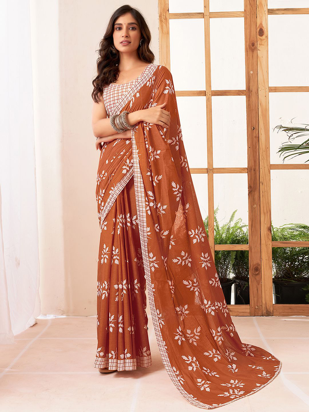 

all about you Batik Pure Cotton Ikat Saree, Orange