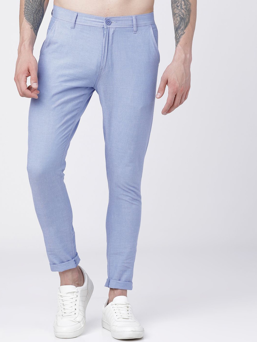 

HIGHLANDER Men Slim Fit Chinos Trousers, Blue
