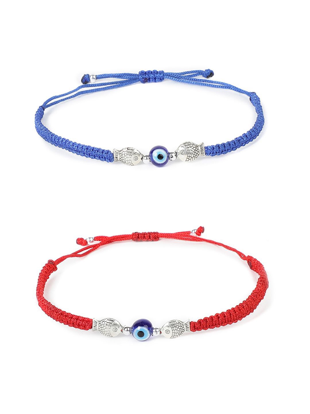 

EL REGALO Unisex Set Of 2 Charm Bracelets, Red