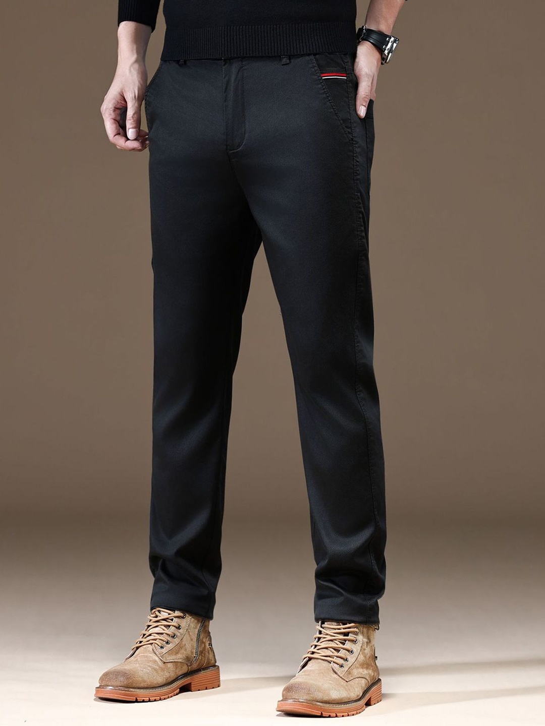

StyleCast Men Mid-Rise Chinos Trousers, Black