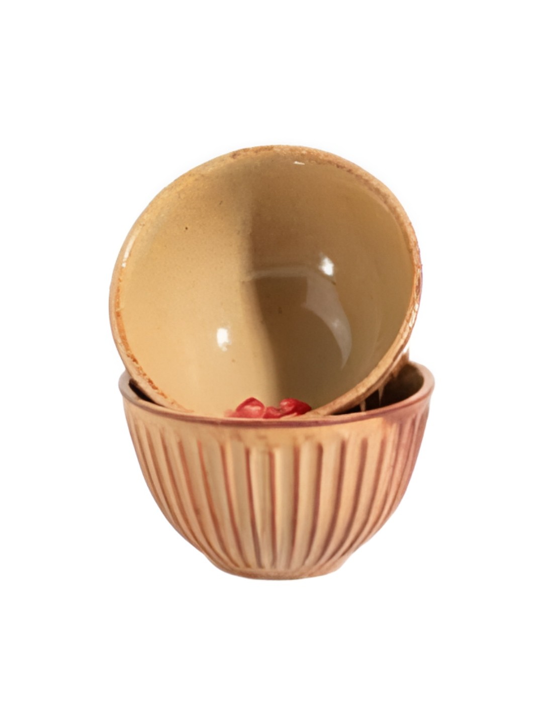 

AMALAFIEE CERAMICS Peach 2 Pieces Textured Ceramic Microwave Safe Serving Bowls