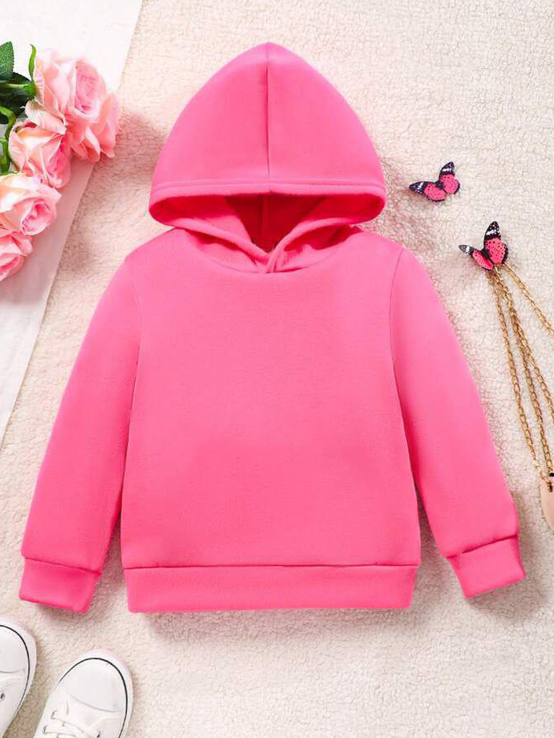 

TABADTOD Unisex Kids Solid Hooded Sweatshirt, Pink