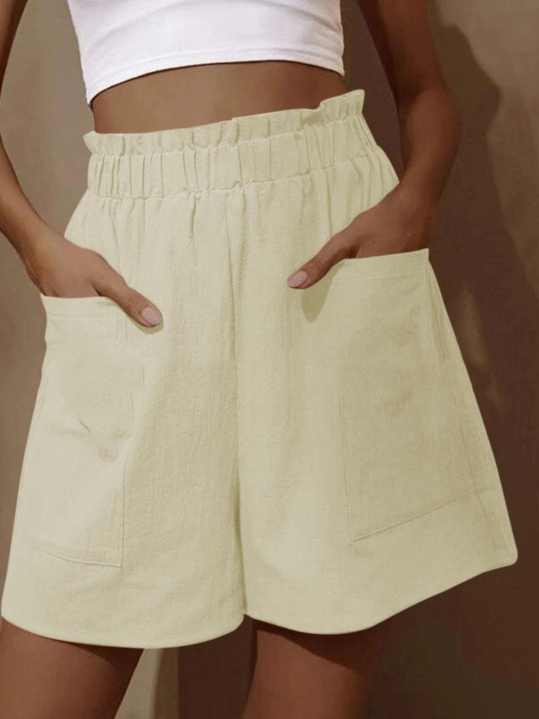 

StyleCast Women Solid Shorts, Cream