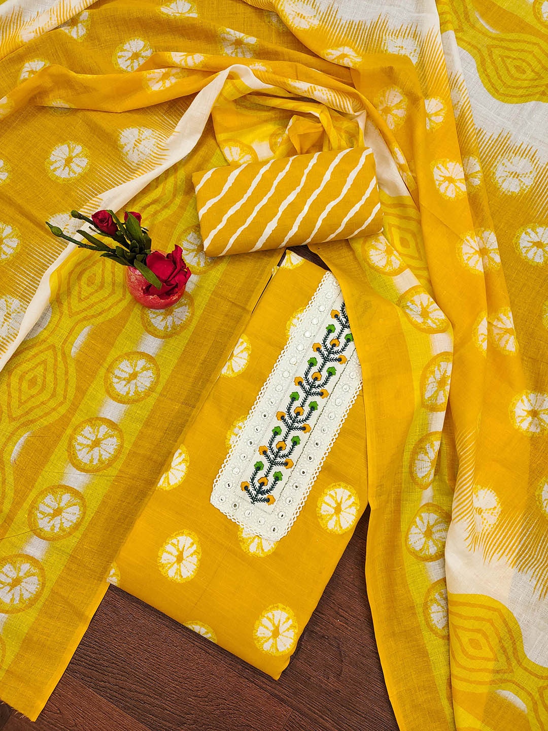 

Ishin Printed Pure Cotton Unstitched Dress Material, Yellow