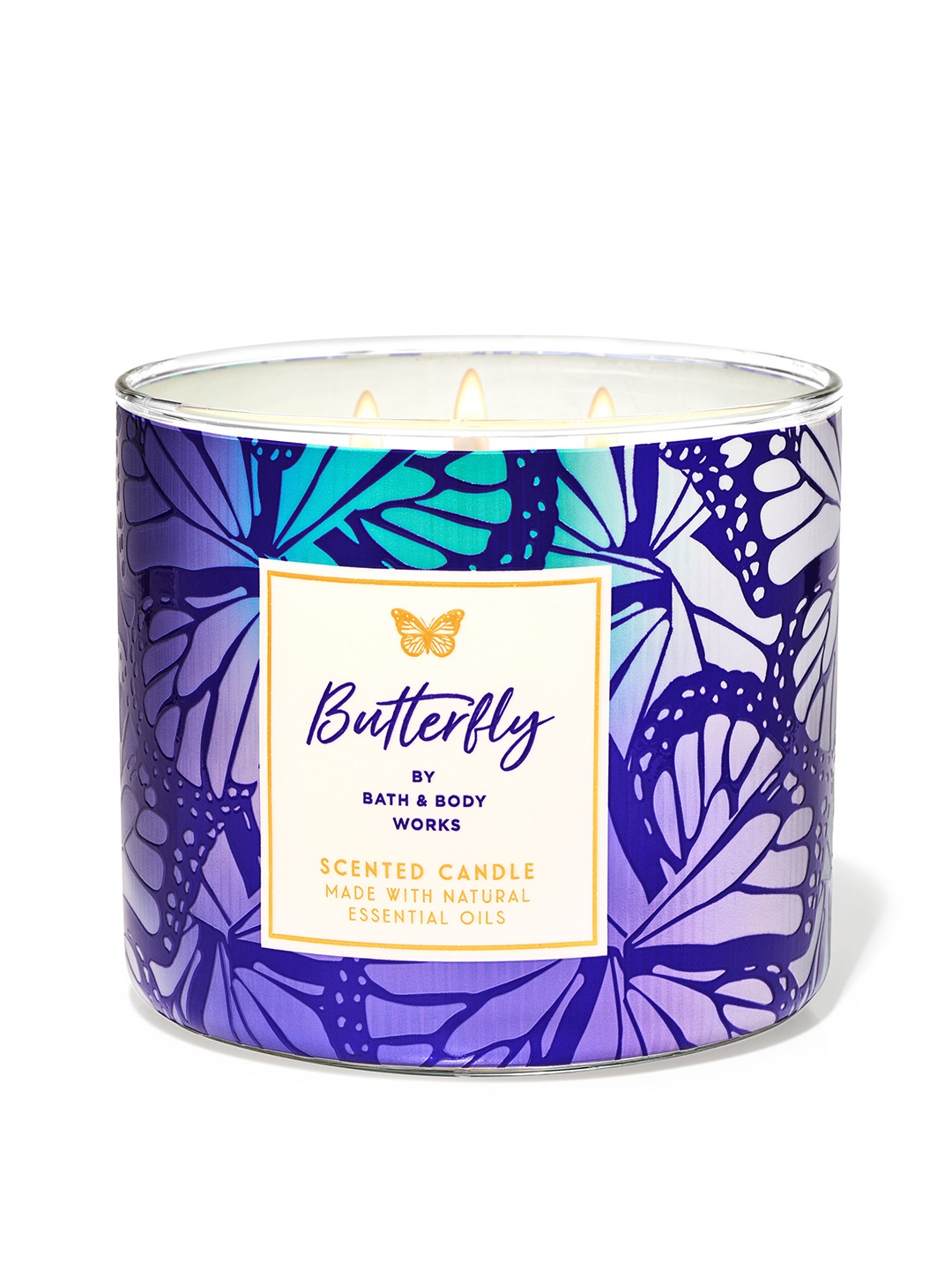 

Bath & Body Works Butterfly 3-Wick Candle with Essential Oils - 411 g, Blue