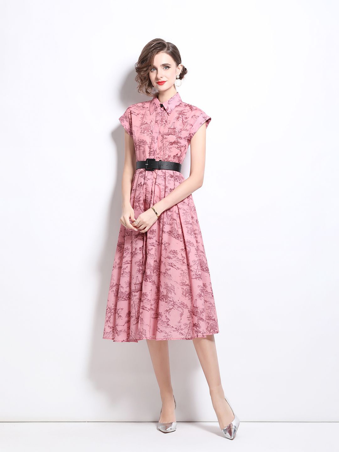 

JC Collection Floral Print Fit & Flare Midi Dress, Pink