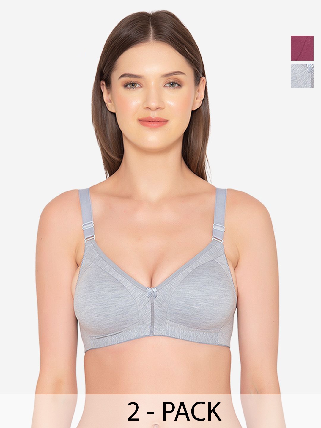 

GROVERSONS Paris Beauty Women Everyday Full Coverage Pack of 2 T-Shirt Bra, Purple