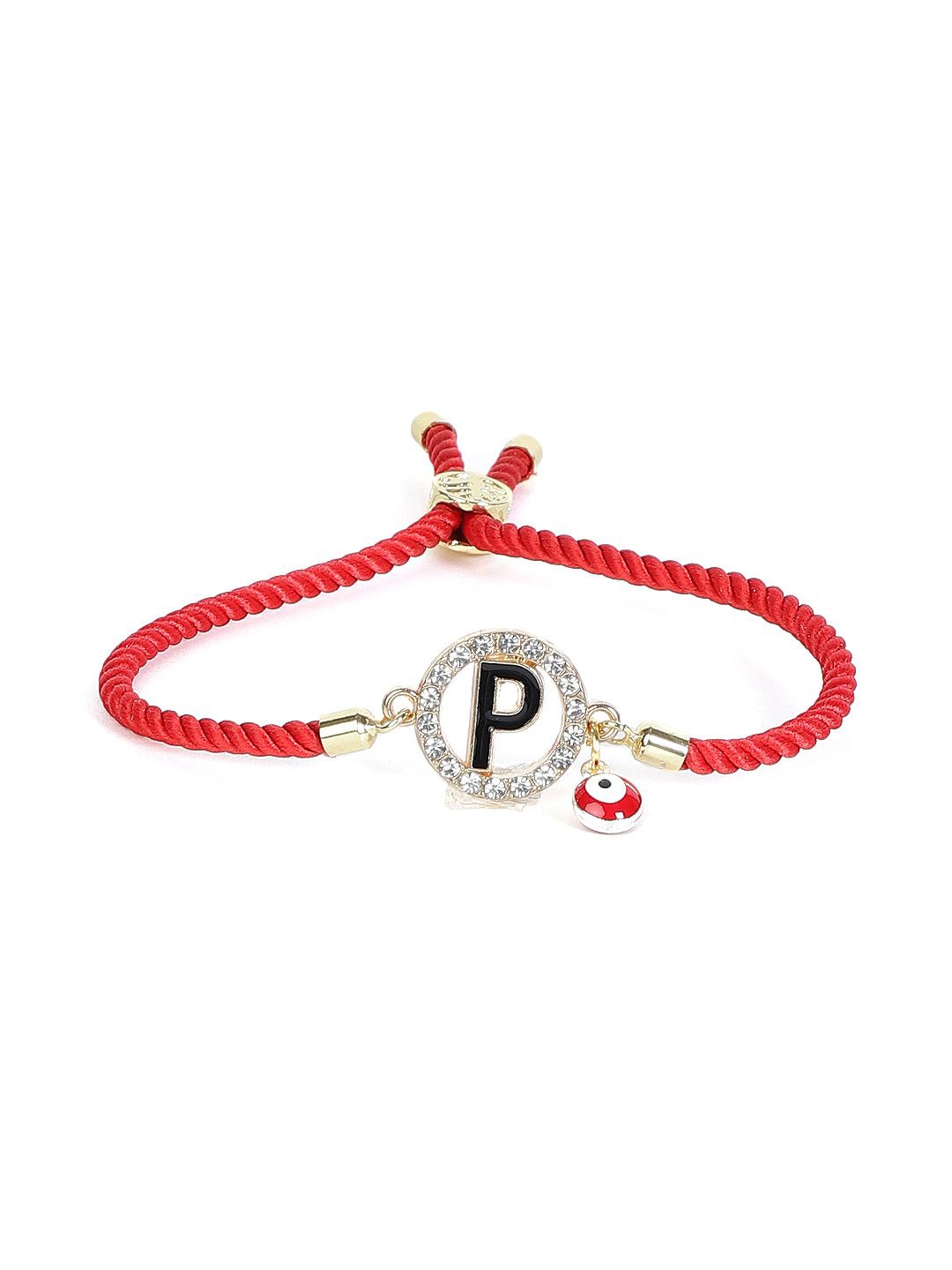 

EL REGALO Evil Eye Artificial Stones Studded Charm Bracelet, Red