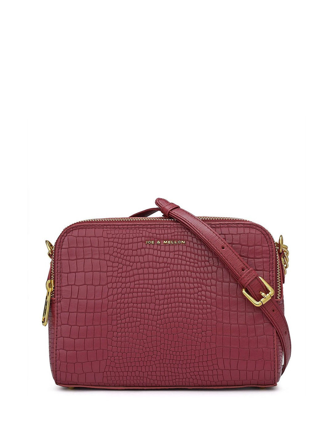 

Joe & Mellon Women Textured Leather Structured Sling Bag with Quilted, Maroon