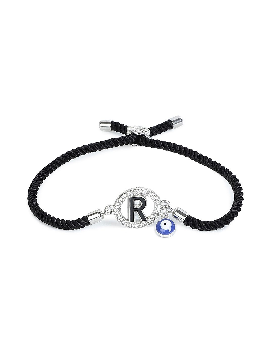 

EL REGALO Unisex Stones Studded Charm Bracelet, Black
