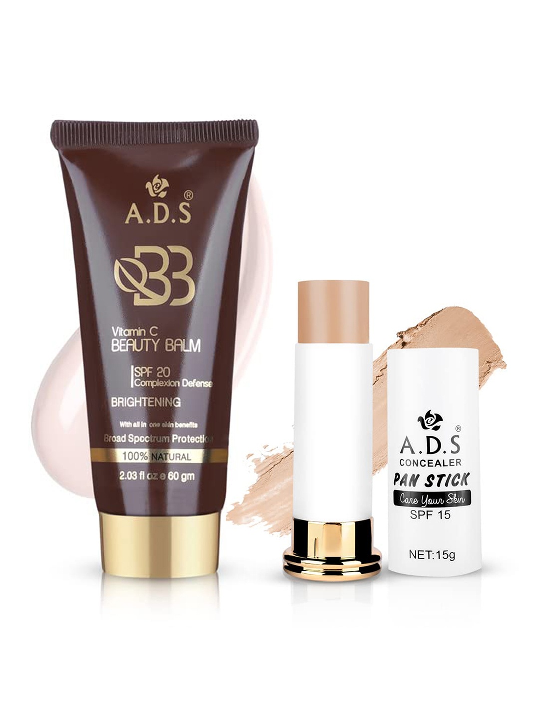

A.D.S Set Of 2 Makeup Combo Beauty Balm & Concealer, Nude