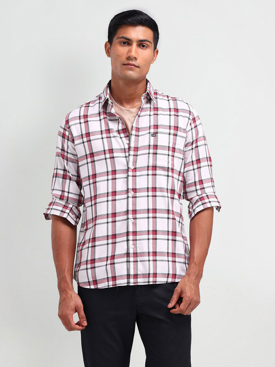 

Arrow Sport Men Modern Spread Collar Solid Cotton Slim Fit Casual Shirt, White