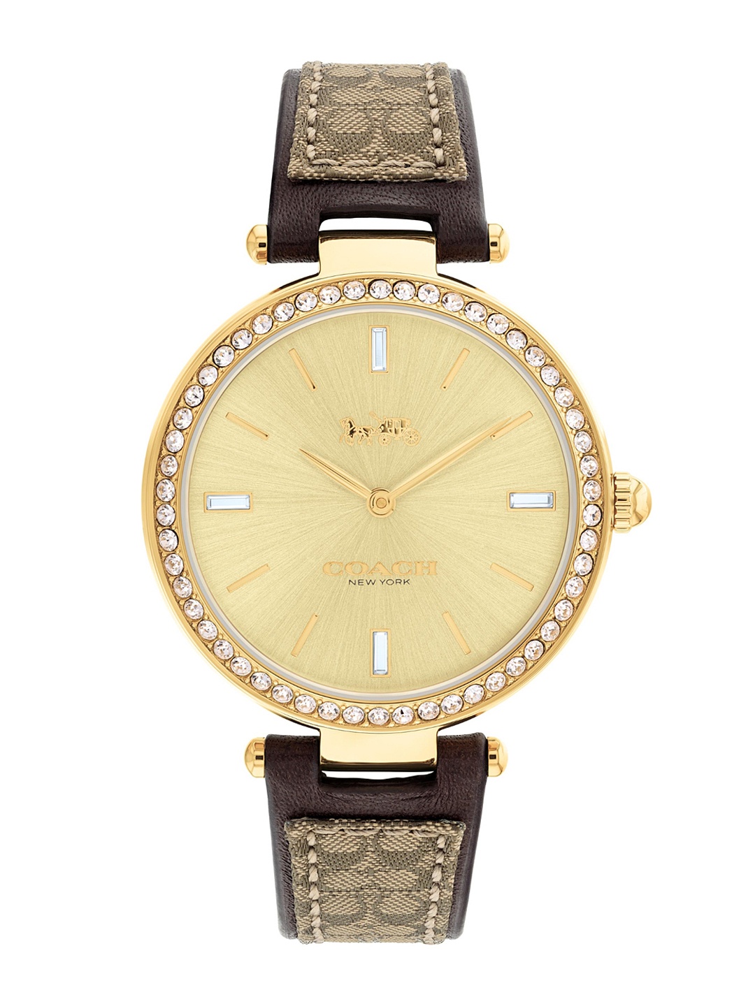 

Coach Women Park Dial & Leather Textured Straps Analogue Watch 14504092, Gold