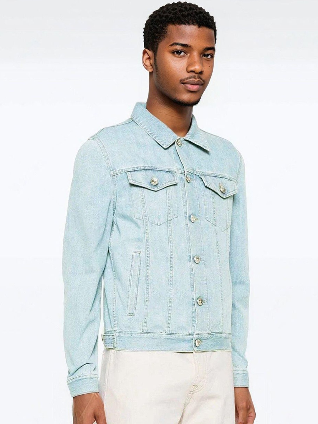 

Kotty Men Solid Denim Jacket, Blue