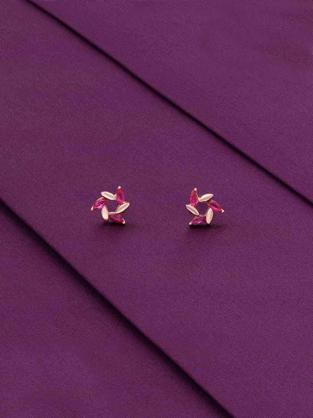

KAI JEWEL 92.5 Sterling Silver Rose Gold-Plated Cubic Zirconia Studs