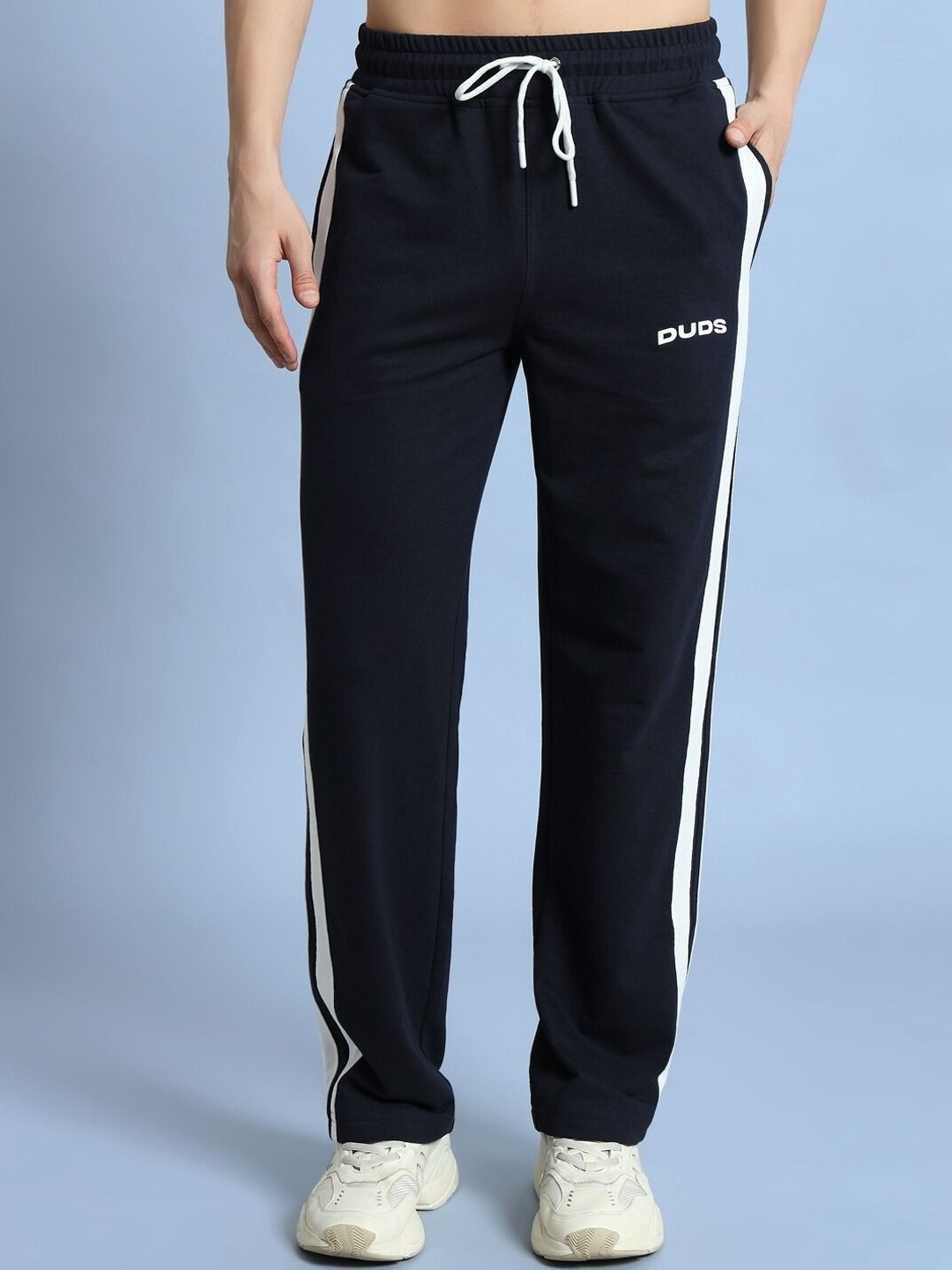 

WEARDUDS Men Relaxed-Fit Track Pants With Side Strips, Navy blue