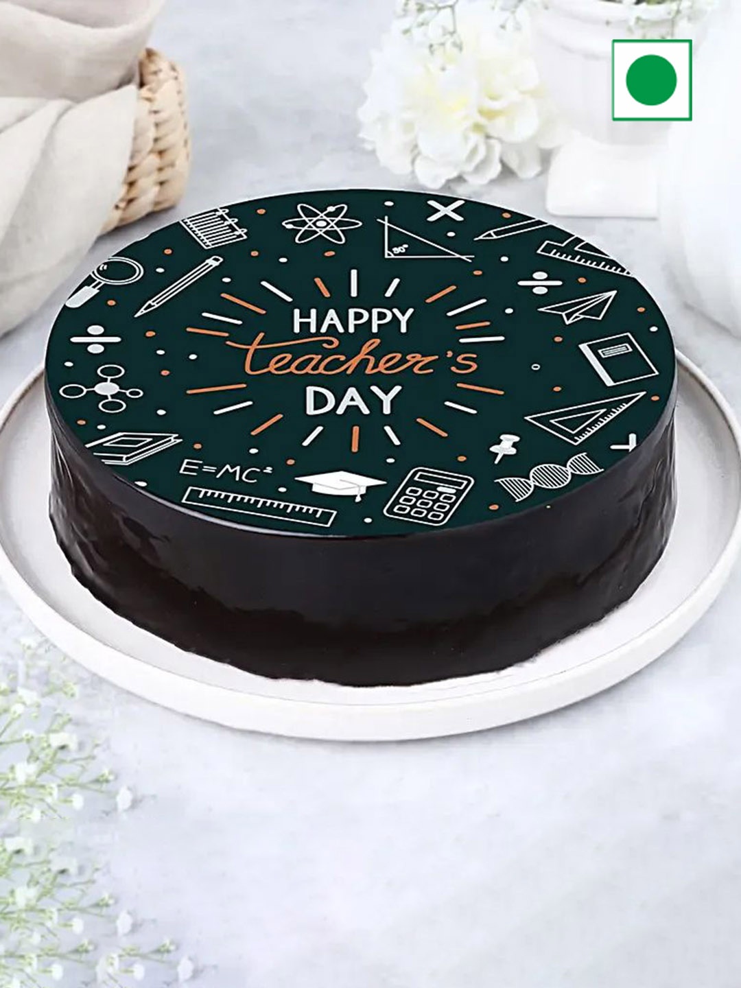 

fnp Teachers Day Chocolate Flovour Eggless Round Cake - 1Kg, Black