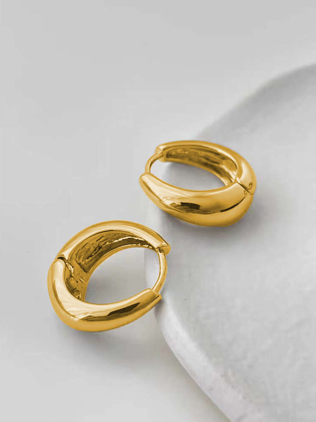 

KRENOZ Stainless Steel Classic Hoop Earrings, Gold