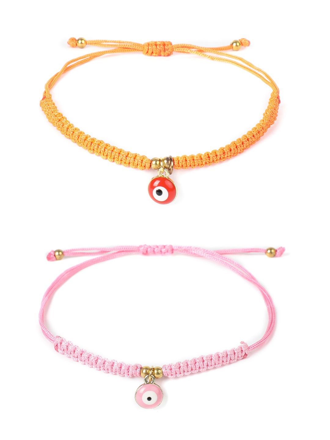 

EL REGALO Unisex Set Of 2 Beaded Wraparound Bracelets, Pink