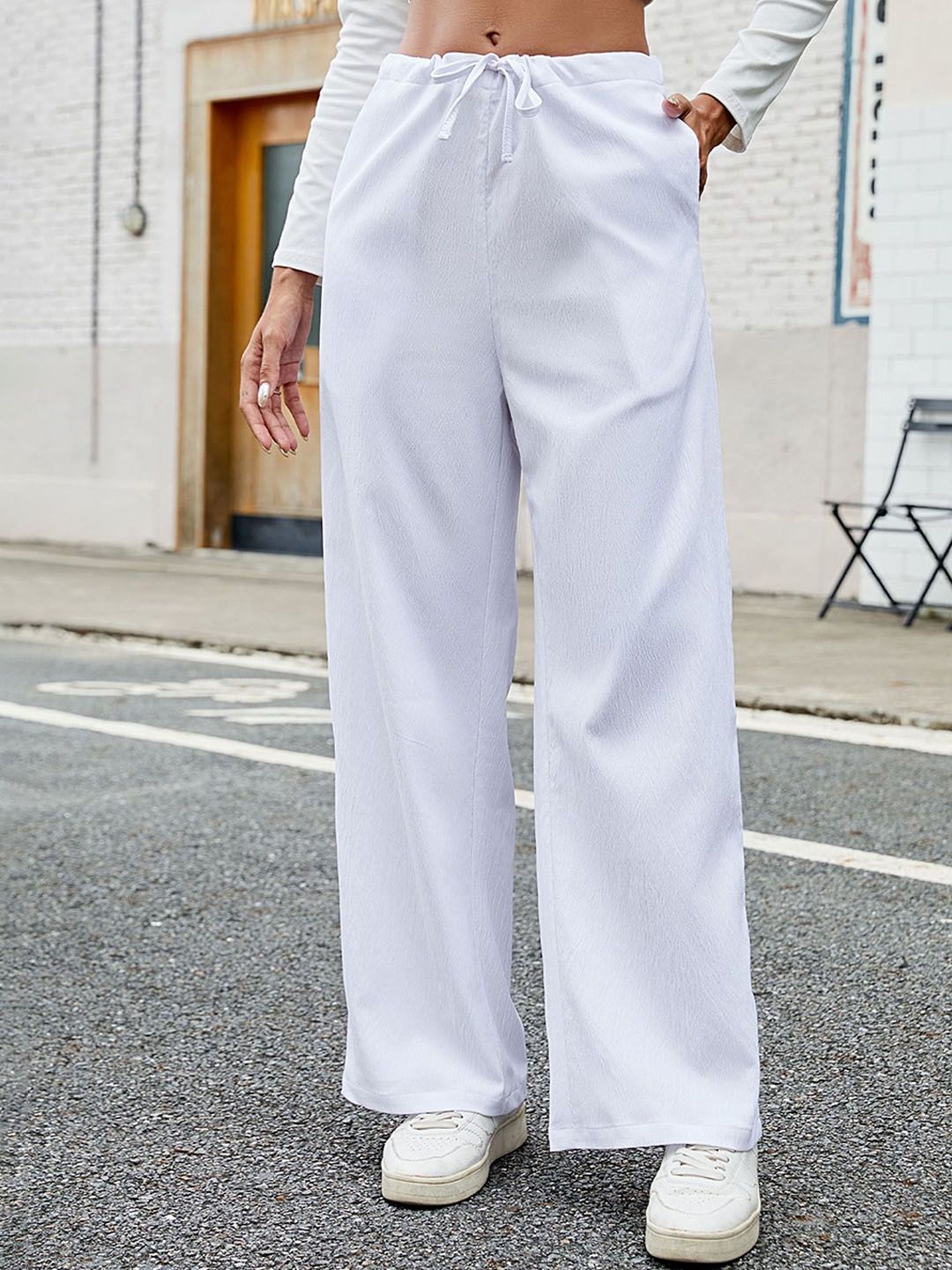 

LULU & SKY Women Straight Fit Trousers, White