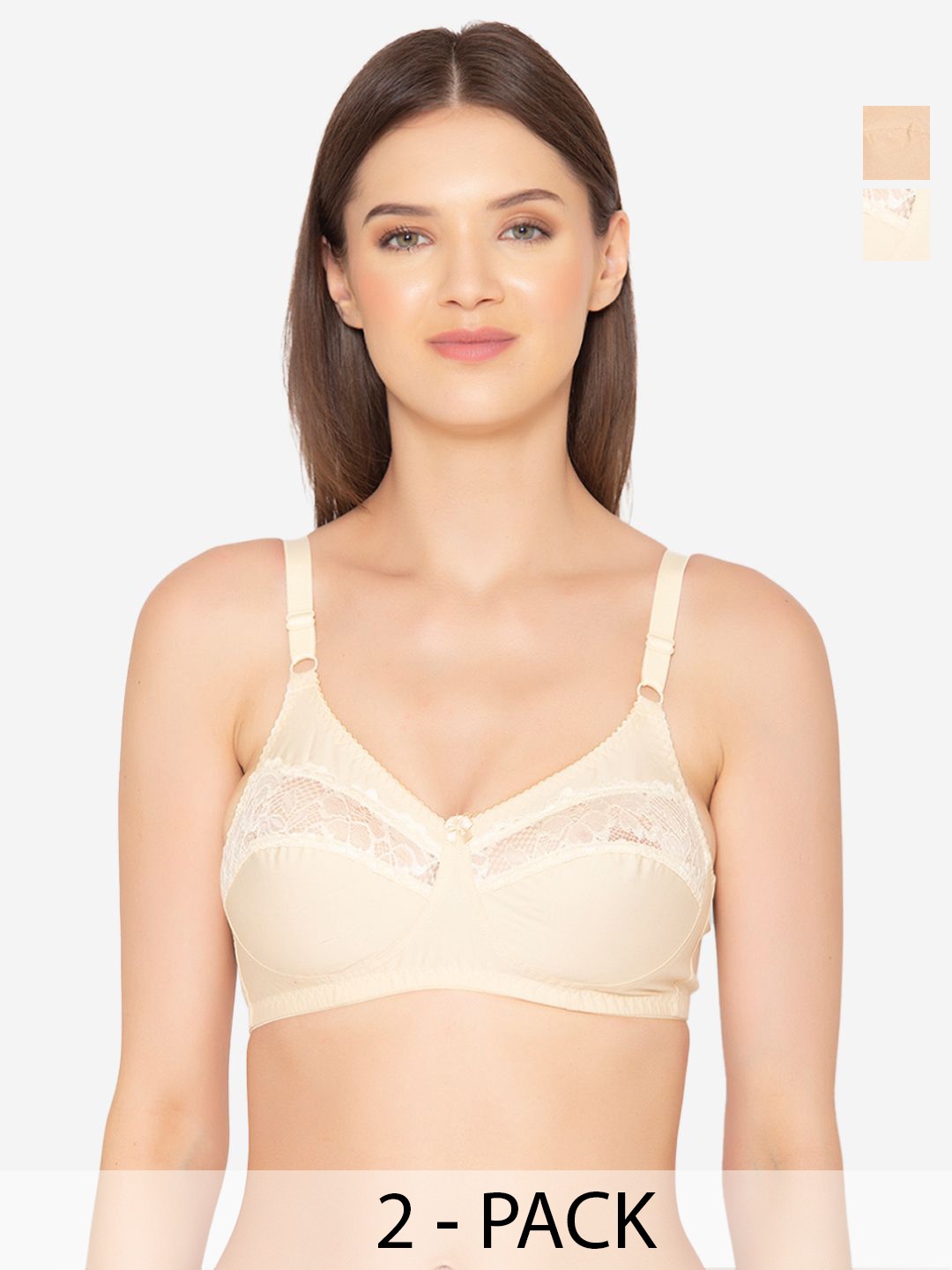 

GROVERSONS Paris Beauty Pack of 2 Women Full Coverage Non-Padded Bra, Beige