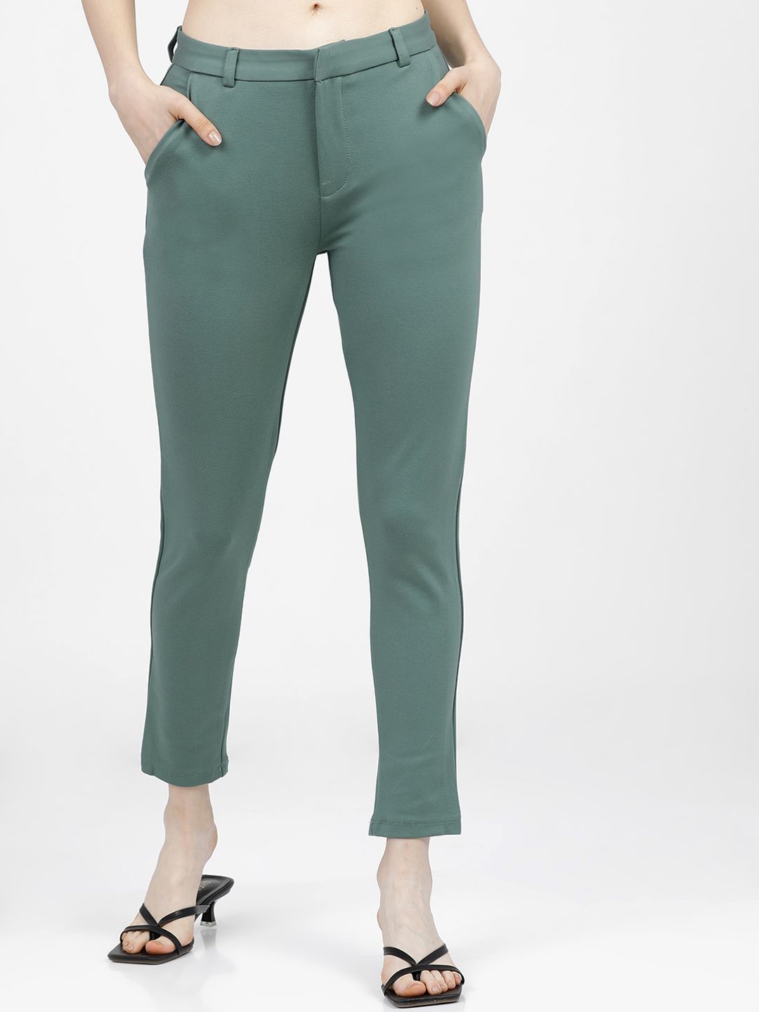 

Tokyo Talkies Women Slim Fit Trousers, Teal