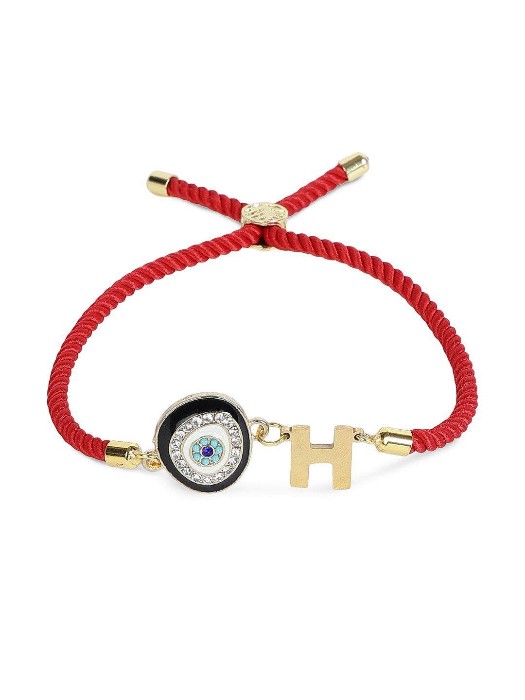 

EL REGALO Stone Studded Charm Bracelet, Red