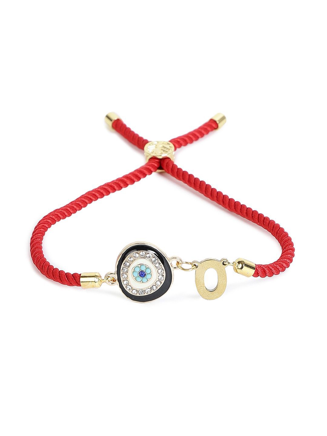 

EL REGALO Unisex Artificial Stone Studded And Beaded Charm Bracelet, Gold