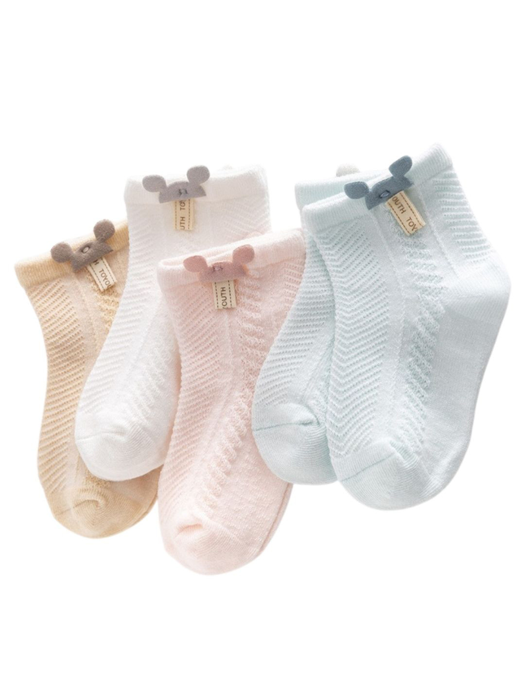 

iSWEVEN Pack Of 4 Kids Cotton Breathable Ankle Length Socks, White