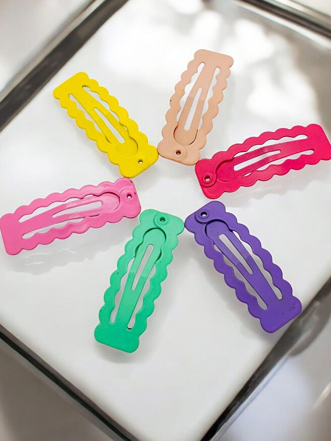 

9blings Girls Set of 6 Rectangle Tic Tac Hair Clips, Green